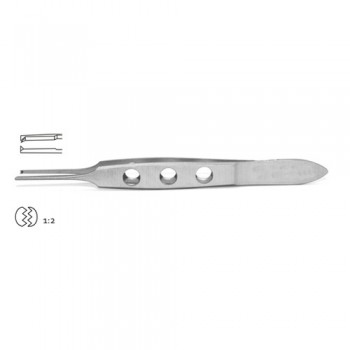 Bishop-Harmon Iris Forcep Delicate 1 x 2 Teeth Stainless Steel, 8.5 cm - 3 1/4"